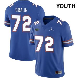 Youth Florida Gators #72 Josh Braun NCAA Jordan Brand Royal NIL 2022 Authentic Stitched College Football Jersey CJE3062ZD